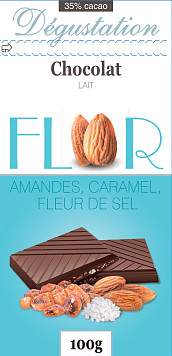 Шоколад Флор молочный с миндалем карамелью и морской солью