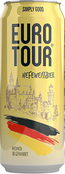 Пиво Евротур Хефевайсбир светлое нефильтрованное пастеризованное ж/б