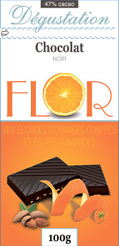 Шоколад Флор темный с миндалем и апельсиновой цедрой
