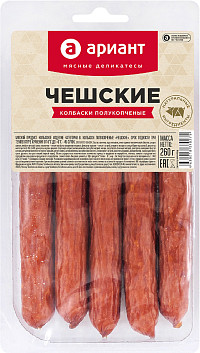 Колбаски Ариант Чешские полукопченые