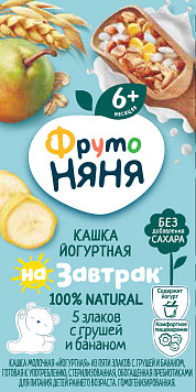 Каша ФрутоНяня йогуртная 5 злаков груша банан