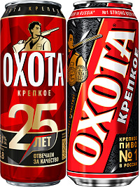 Пиво Охота Крепкое светлое пастеризованное ж/б