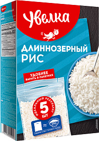 Рис Увелка длиннозерный в пакетиках для варки