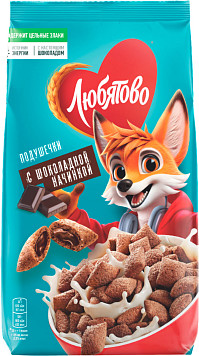 Завтрак готовый Любятово подушечки с шоколадной начинкой