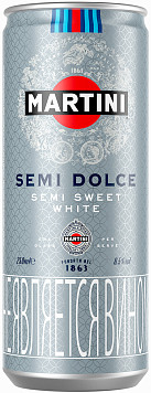 Напиток Мартини Семи Дольче газированный виноградосодержащий белый сладкий ж/б 