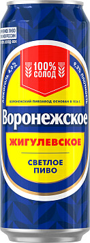Пиво Воронежское Жигулевское светлое пастеризованное ж/б