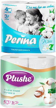 Туалетная бумага 3 слоя 4 рулона