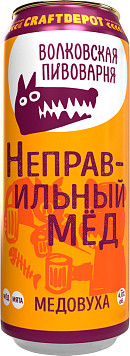 Напиток брожения медовый Волковская Пивоварня Неправильный Мёд пастеризованный фильтрованный