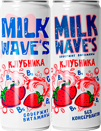 Напиток газированный Милк Вэйв'с со вкусом Клубника ж/б