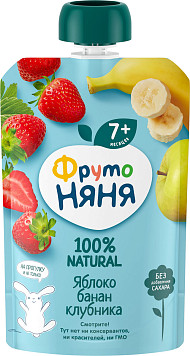 Пюре ФрутоНяня яблоко банан клубника
