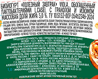 Биойогурт Виола Полезный завтрак с гранолой орехами изюмом 5%