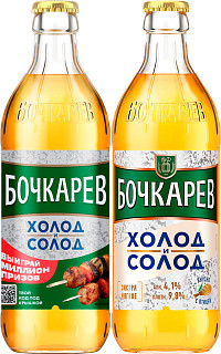 Пиво Бочкарев Холод и Солод светлое пастеризованное ст 