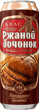 Квас Ржаной бочонок фильтрованный пастеризованный ж/б 