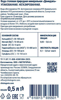 Вода минеральная Демидовъ негазированная