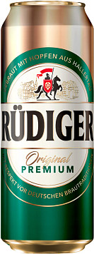 Пиво Рюдигер Оригиналь Премиум светлое пастеризованное ж/б