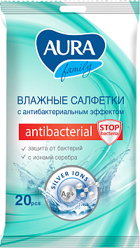 Влажные салфетки Аура антибактериальные
