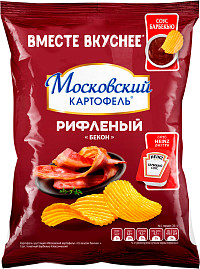 Чипсы Московский картофель бекон рифленый+соус барбекю