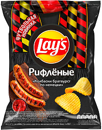 Чипсы Лейс рифлёные Колбаски братвурст по-немецки