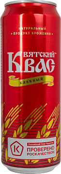 Квас Вятский хлебный фильтрованный пастеризованный ж/б