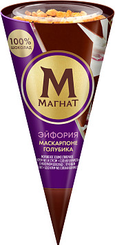 Мороженое Магнат Эйфория маскарпоне голубика рожок