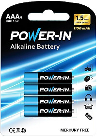 Батарейки Power in AAA  мизинчиковые 4шт