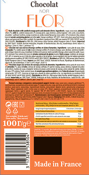 Шоколад Флор темный с миндалем и апельсиновой цедрой