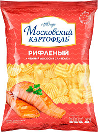 Чипсы Московский картофель нежный лосось в сливках рифленый