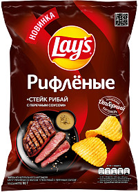Чипсы Лэйс рифлёные Стейк рибай с перечным соусом