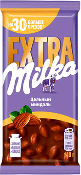 Шоколад Милка Экстра молочный с цельным миндалем